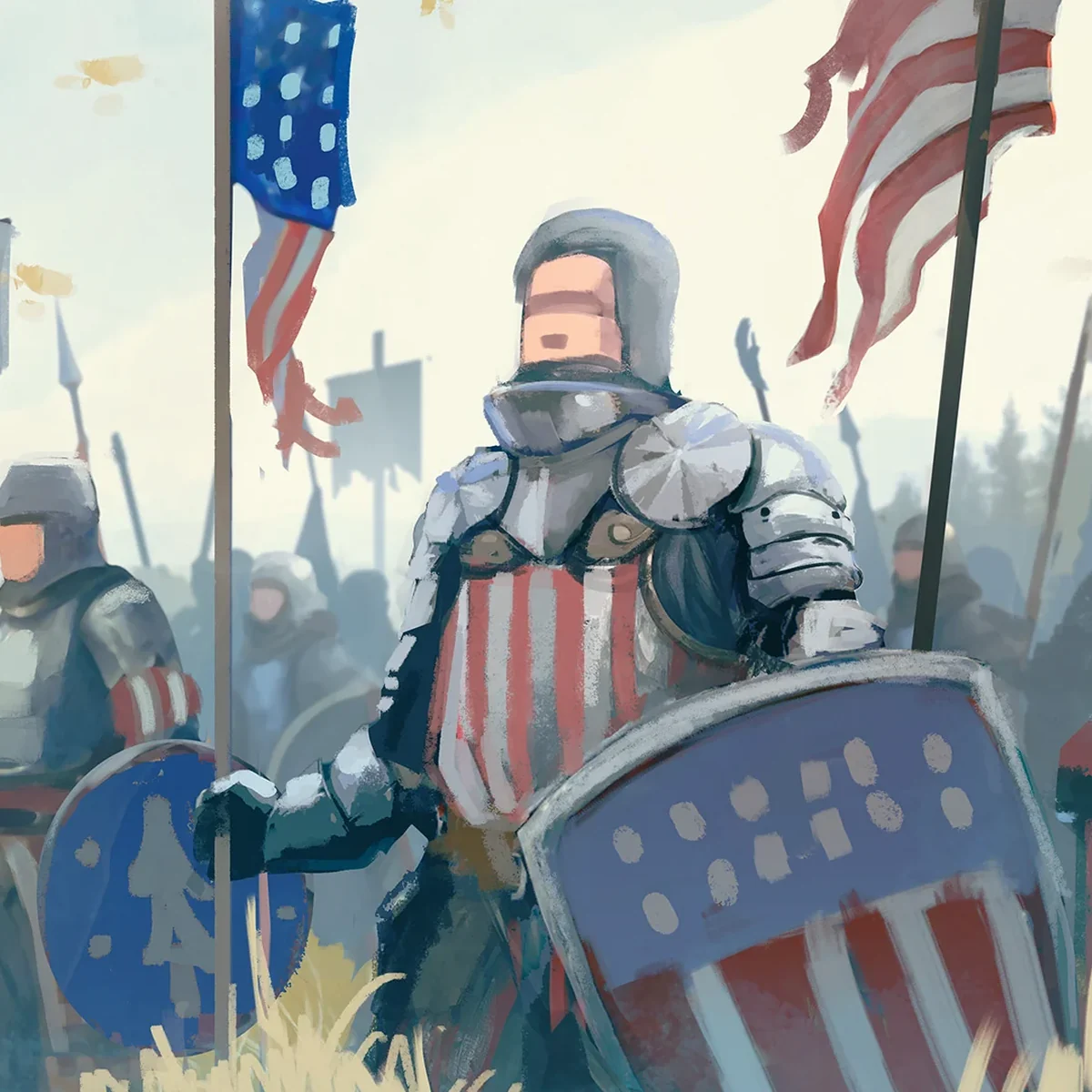 American Kingdoms example: Knights of the Union assembled beneath American banners